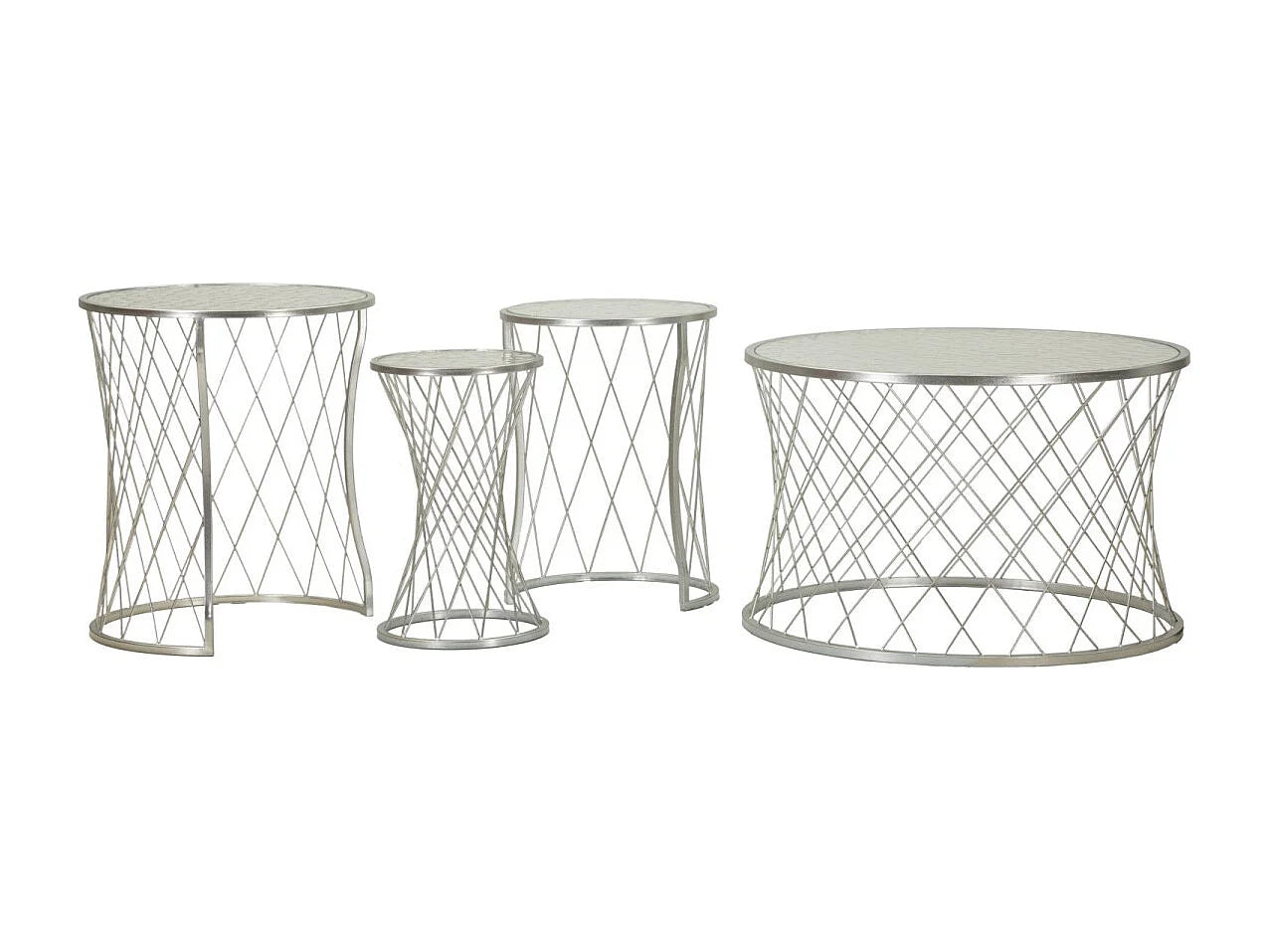 Bout de canapé verre trempé argenté lot de 4 – GIGOGNE