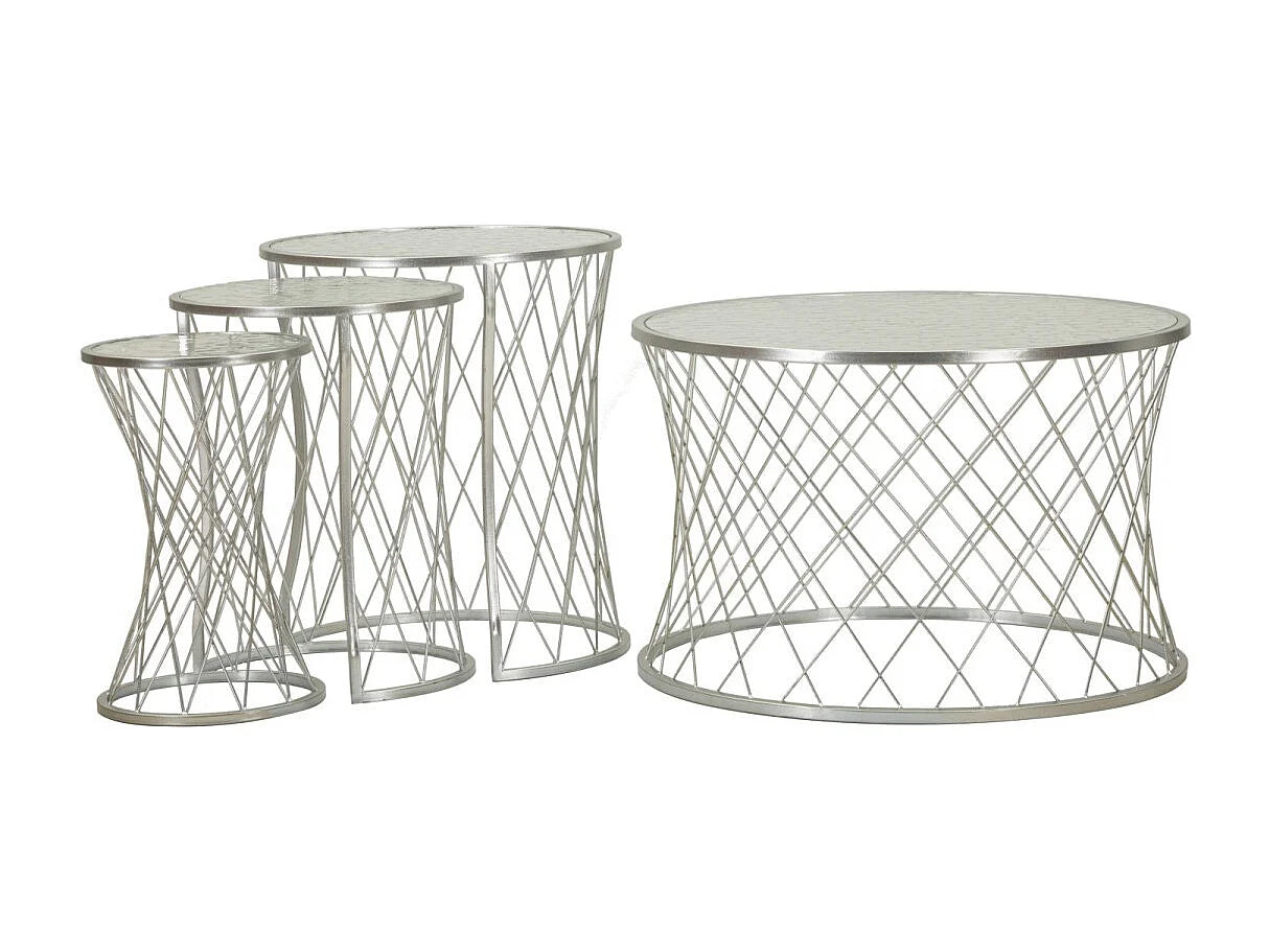 Bout de canapé verre trempé argenté lot de 4 – GIGOGNE