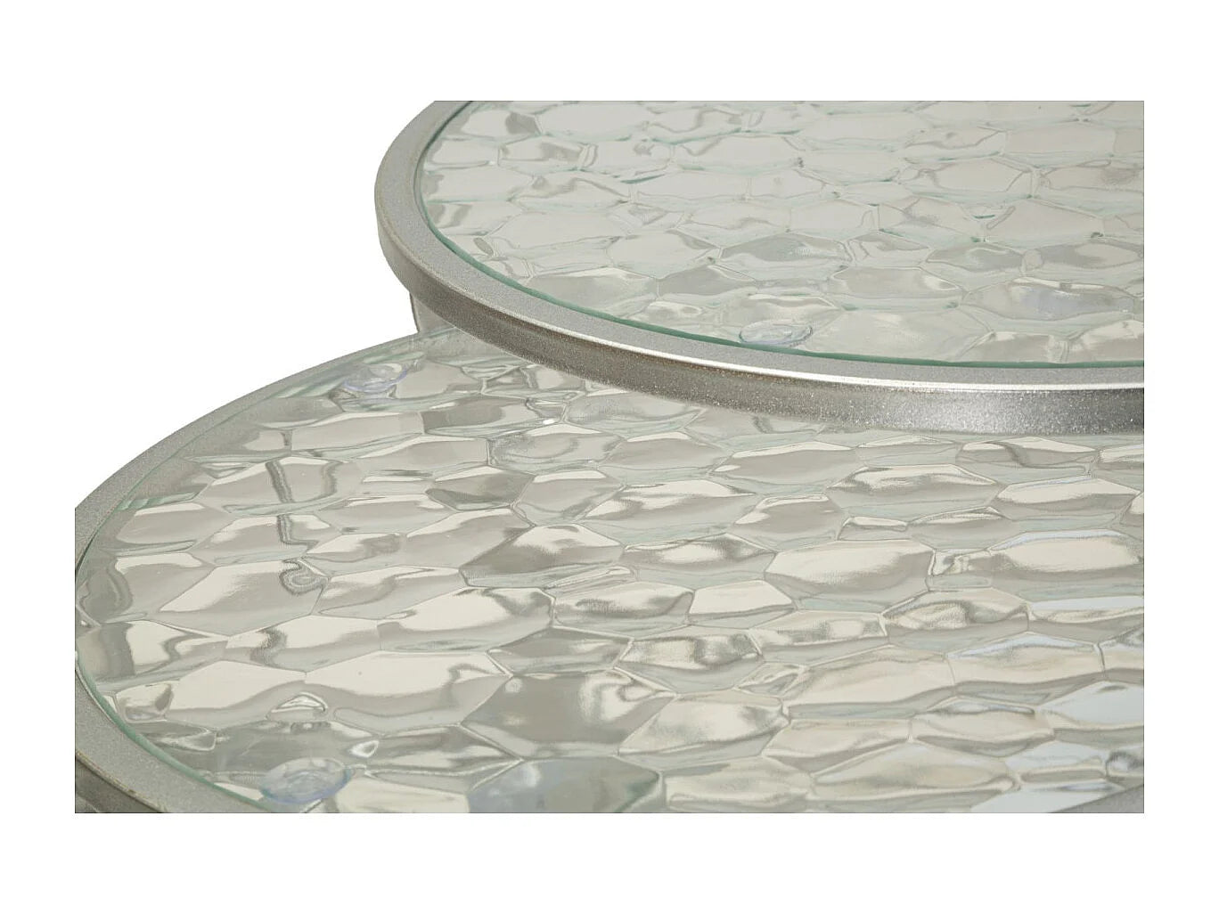 Bout de canapé verre trempé argenté lot de 4 – GIGOGNE