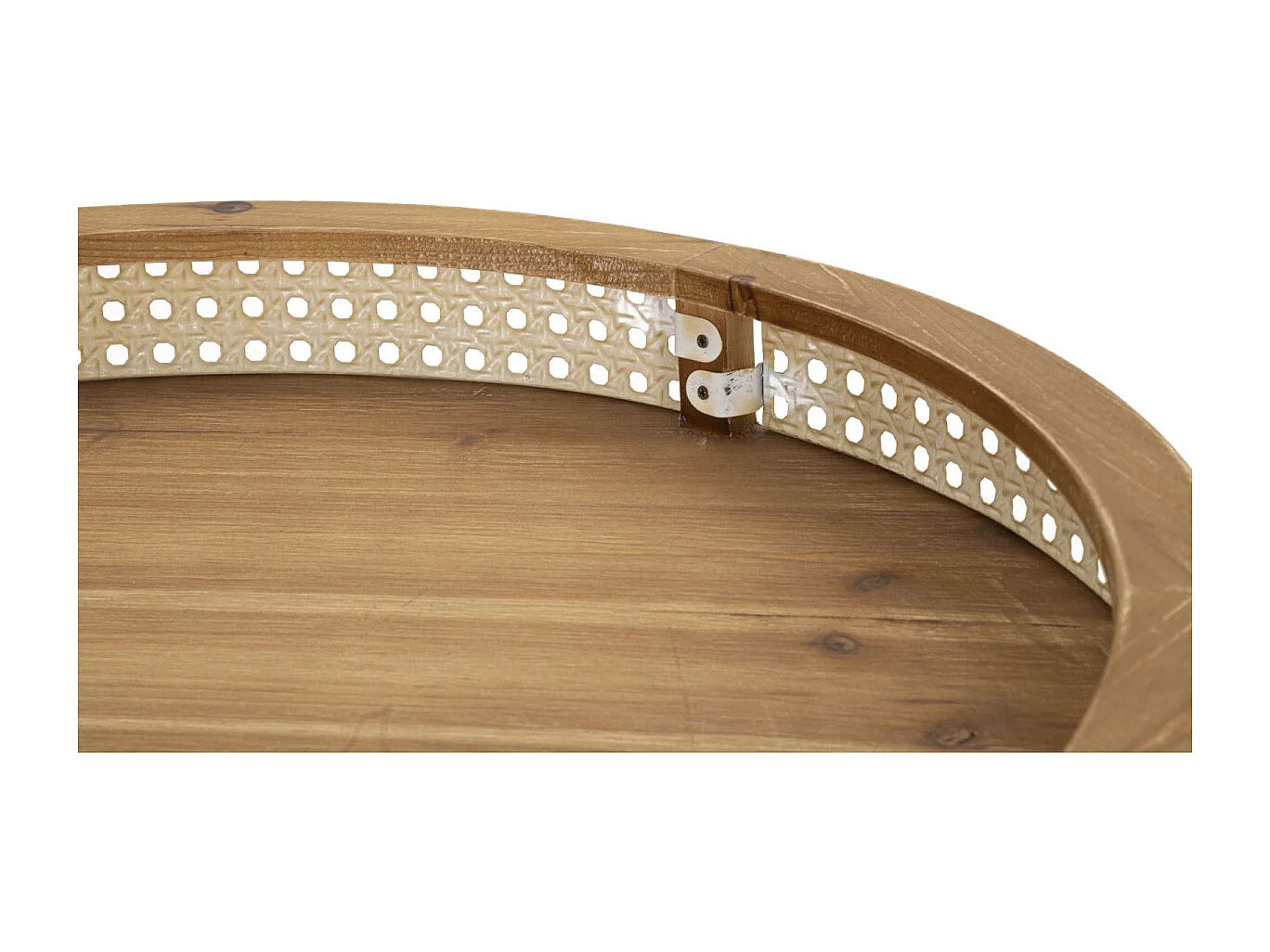Bout de canapé rond bois et métal effet cannage – FUJIRO