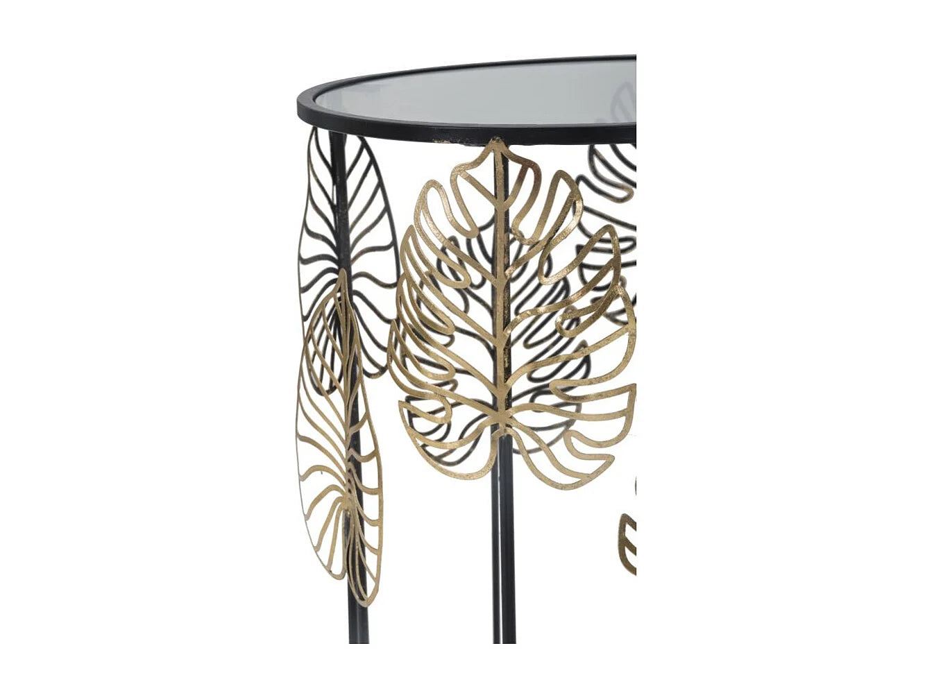 Bout de canapé verre et métal noir et or – FOGLIA
