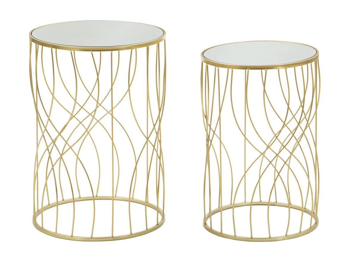 Bouts de canapé ronds en verre miroir doré – REFLET