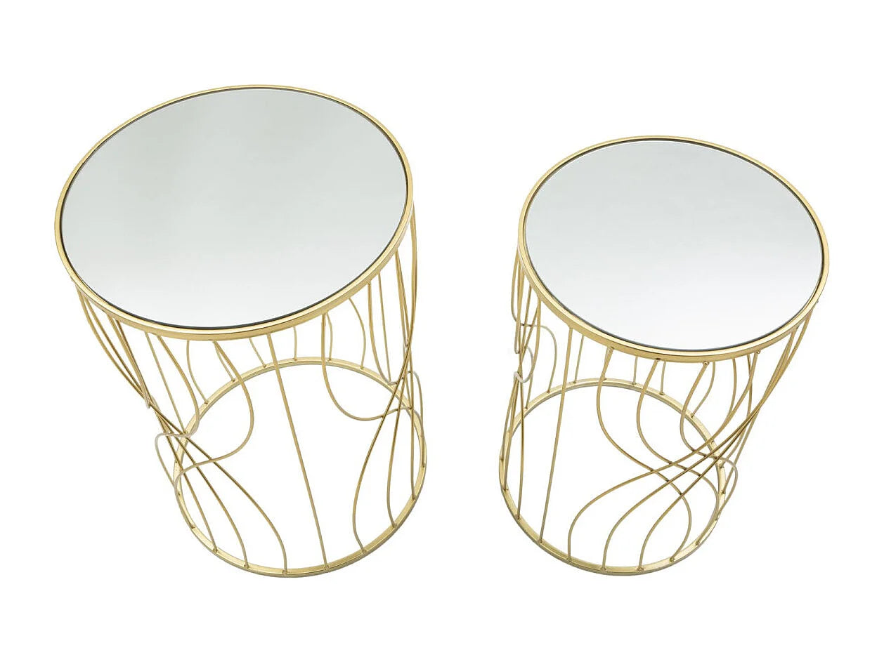 Bouts de canapé ronds en verre miroir doré – REFLET