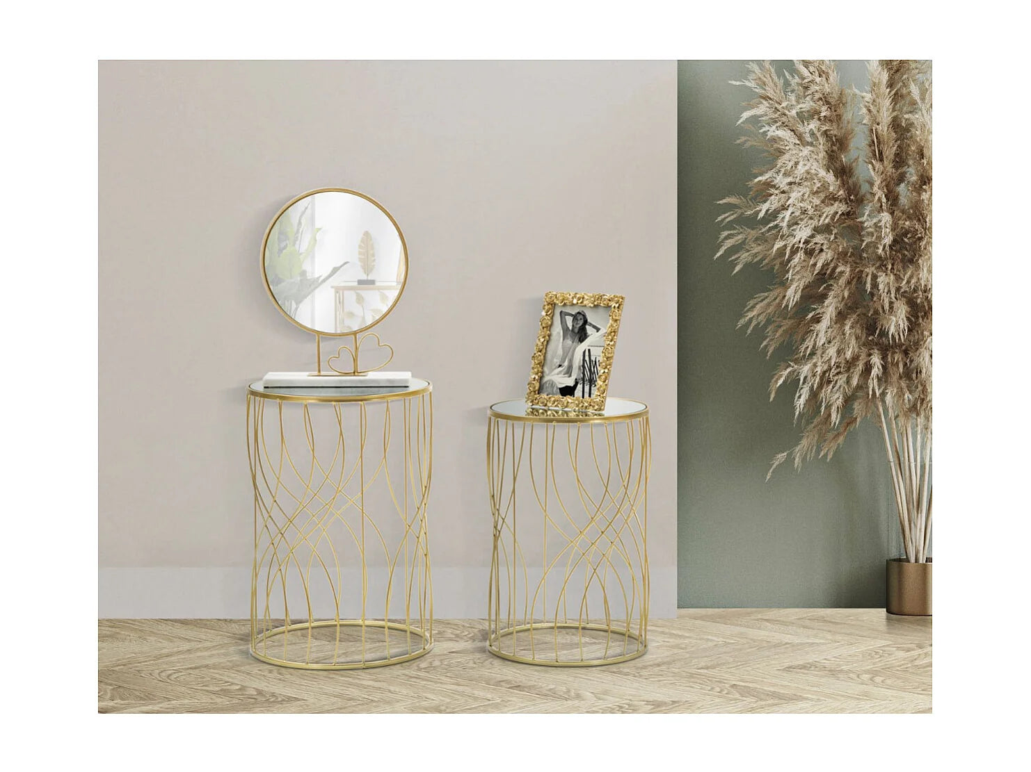 Bouts de canapé ronds en verre miroir doré – REFLET