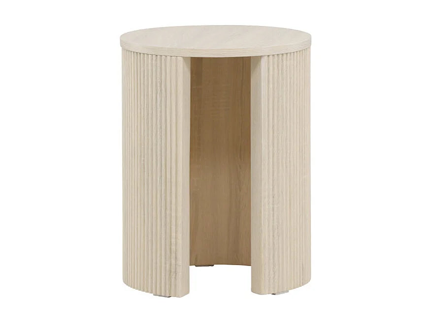 Bout de canapé rond nervuré naturel beige – CANNELO
