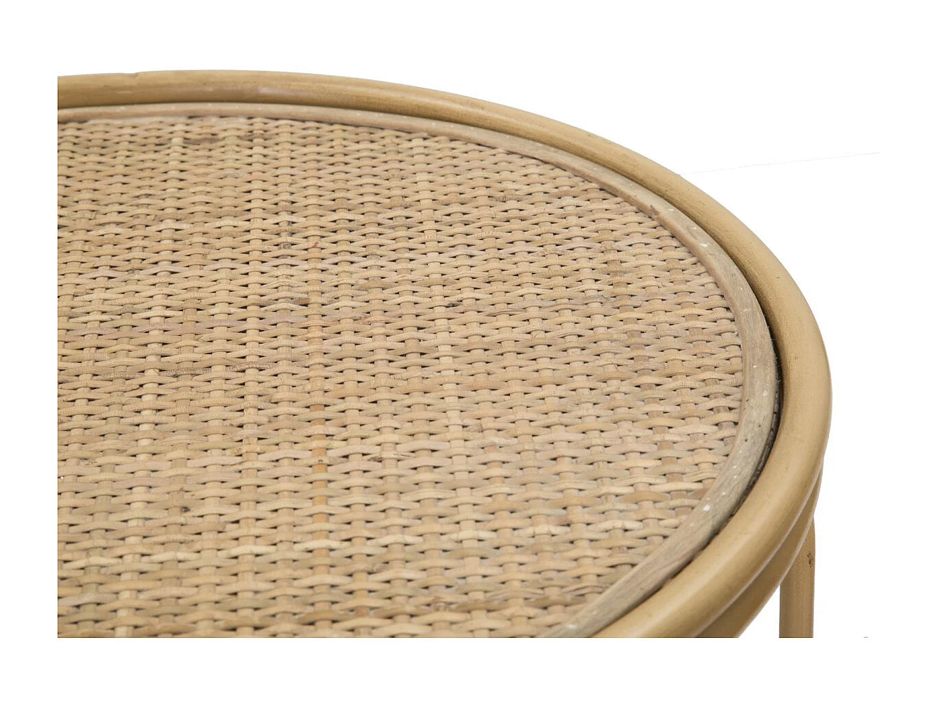 Bout de canapé rond en rotin et métal naturel – KOHRA