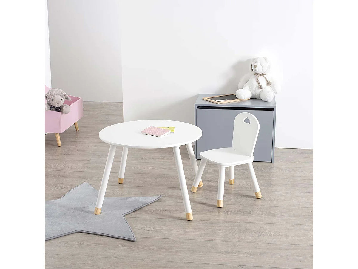 Bout de canapé rond en bois blanc compact – PALUMA