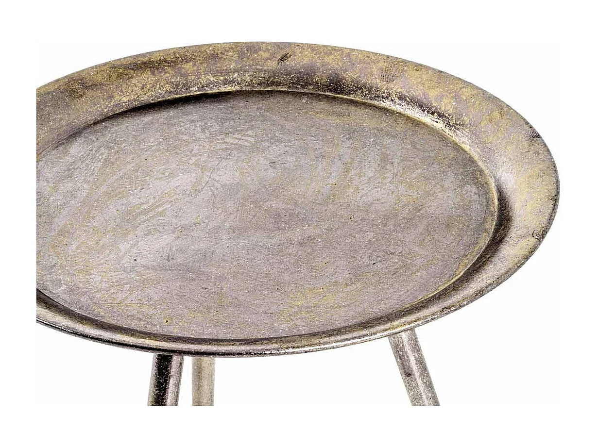 Bout de canapé rond en métal effet laqué gris – SHYNA