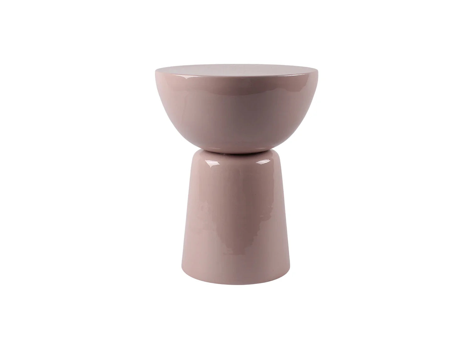 Bout de canapé rond en métal rose brillant – PIVOINE