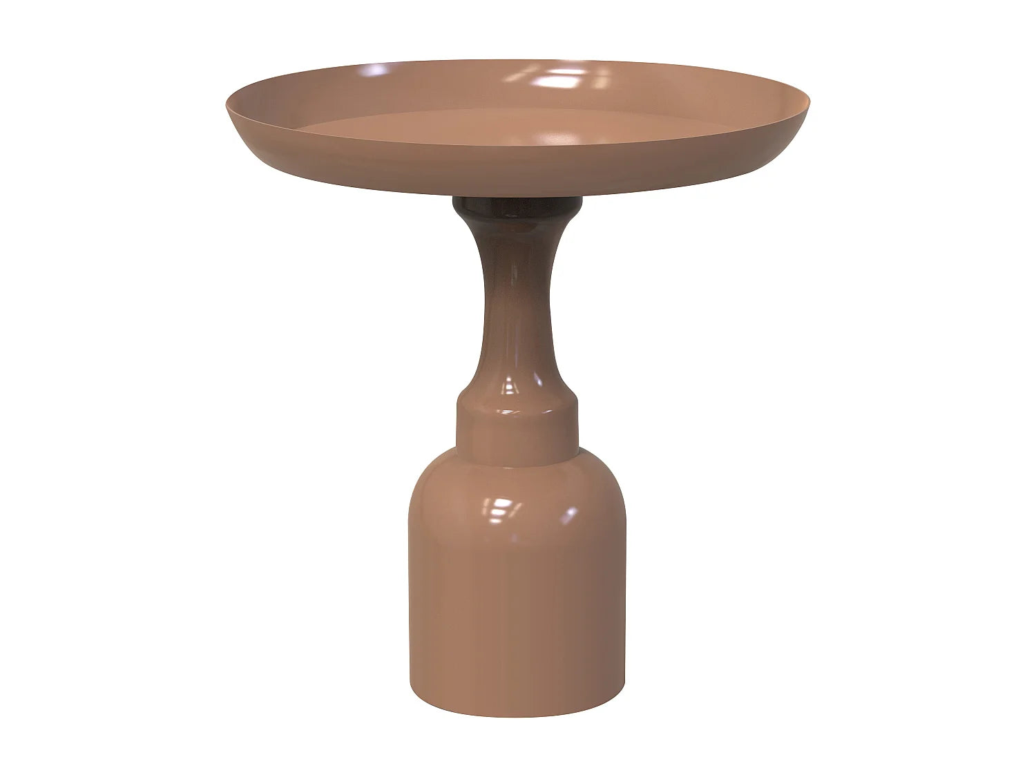 Bout de canapé rond en métal taupe brillant – MOKANI