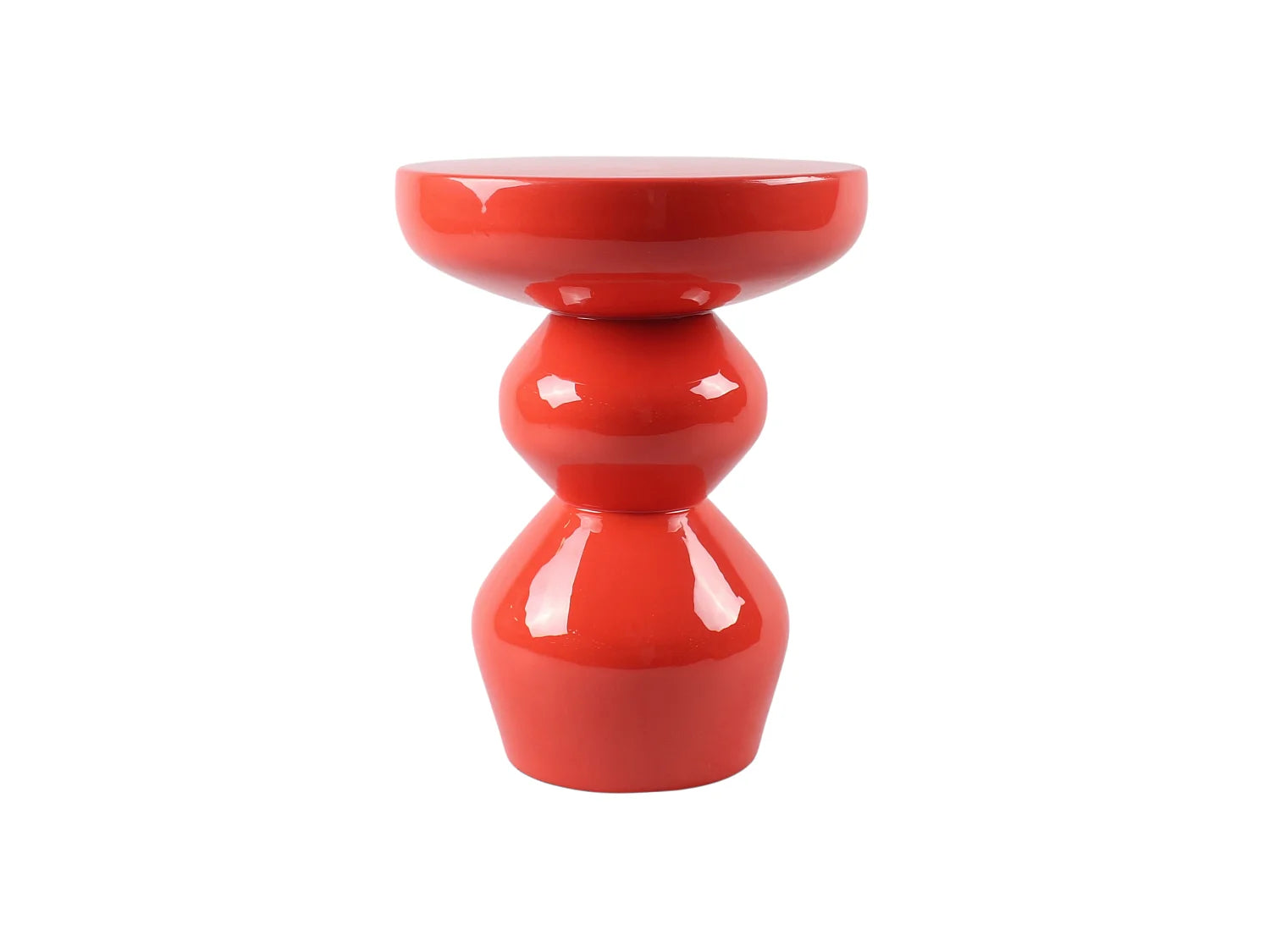 Bout de canapé rond en métal orange brillant – CLEMENTINE