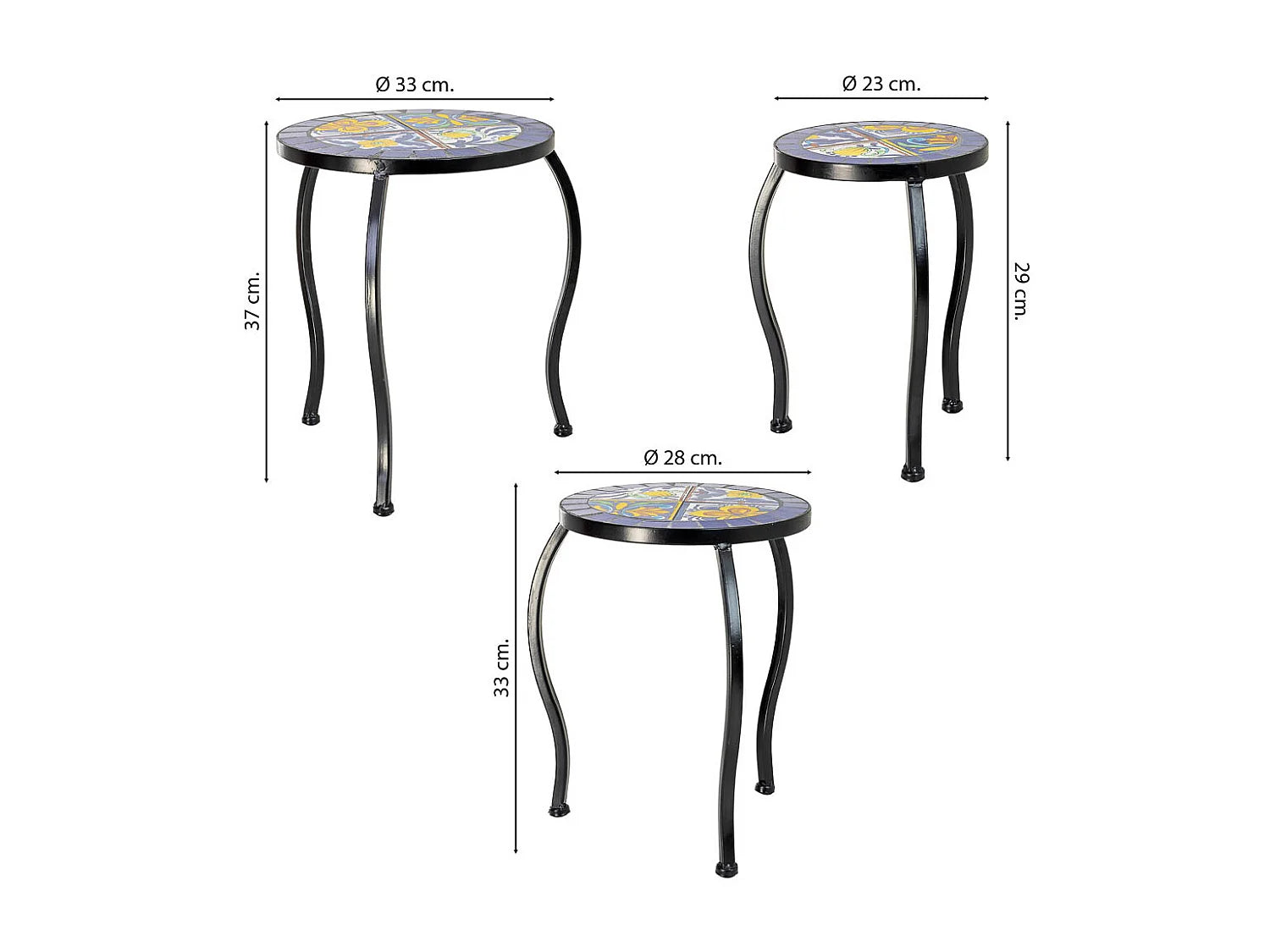 Bout de canapé mosaïque bleue et fer forgé – AZULI