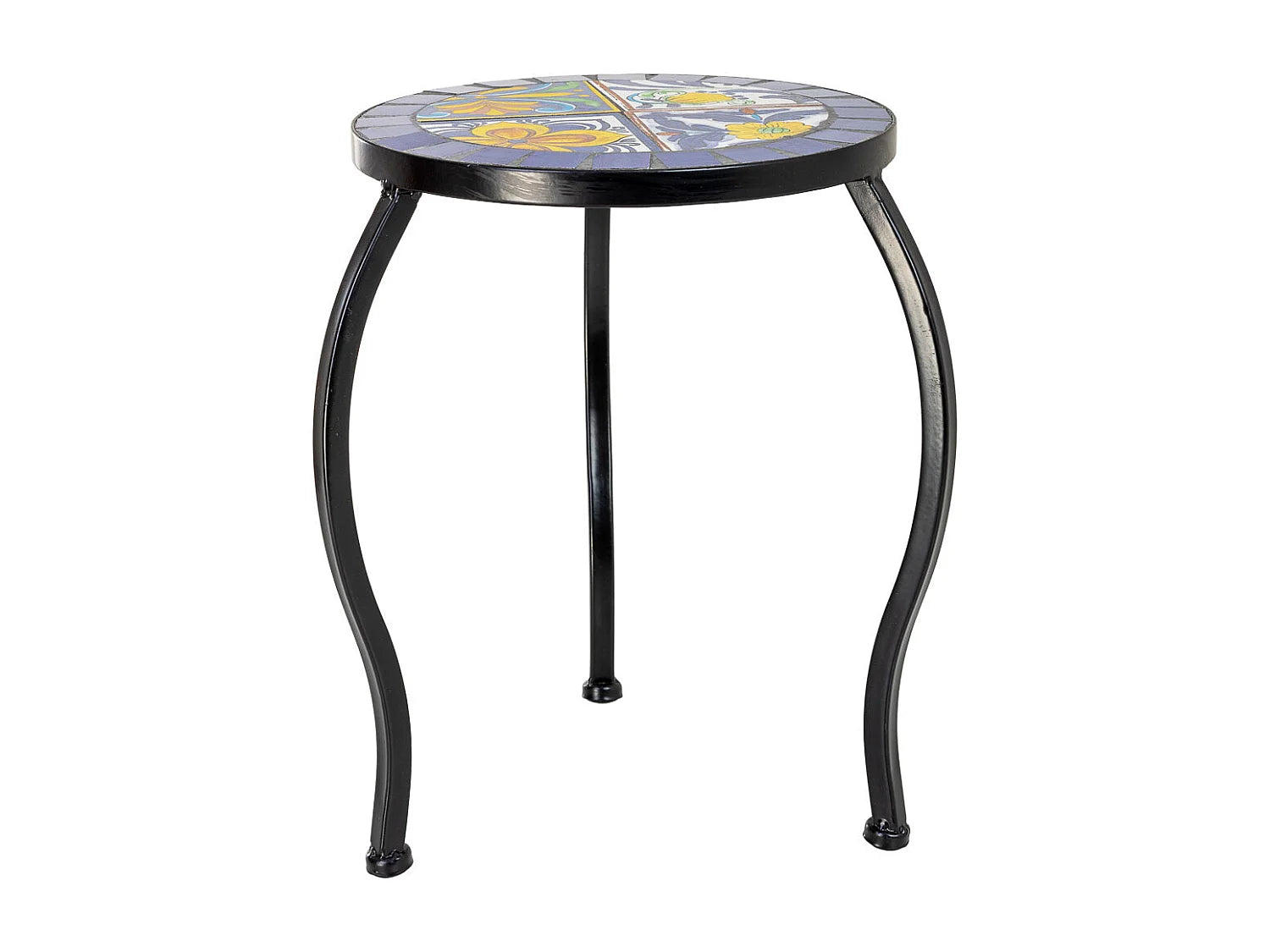 Bout de canapé mosaïque bleue et fer forgé – AZULI