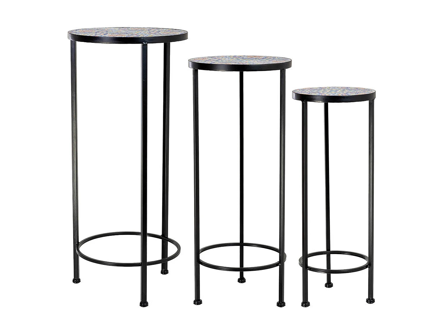 Bout de canapé lot de 3 métal mosaïque orange – ANDALUZ