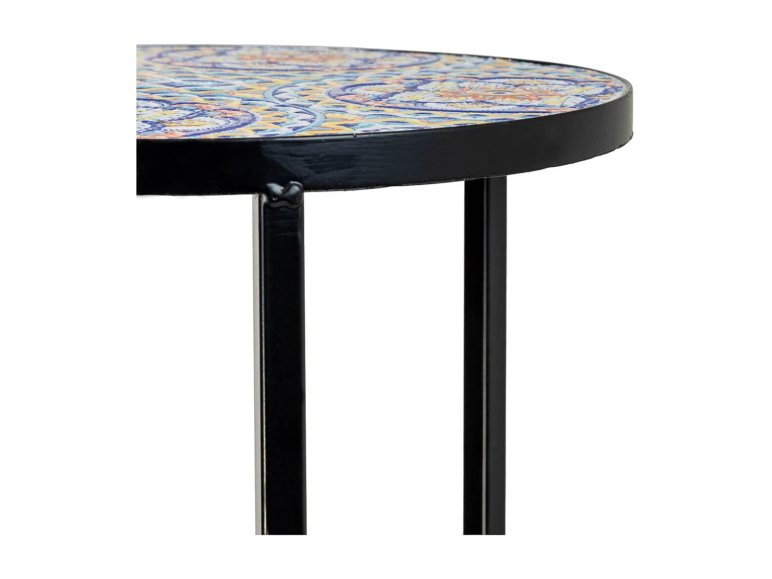 Bout de canapé lot de 3 métal mosaïque orange – ANDALUZ