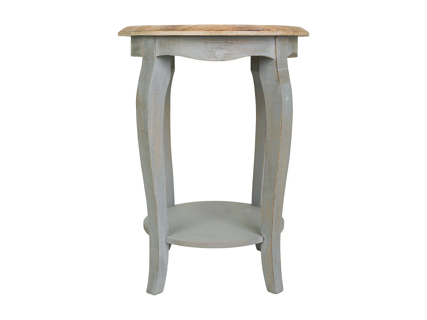 Bout de canapé rond en bois de manguier gris – MANDALA