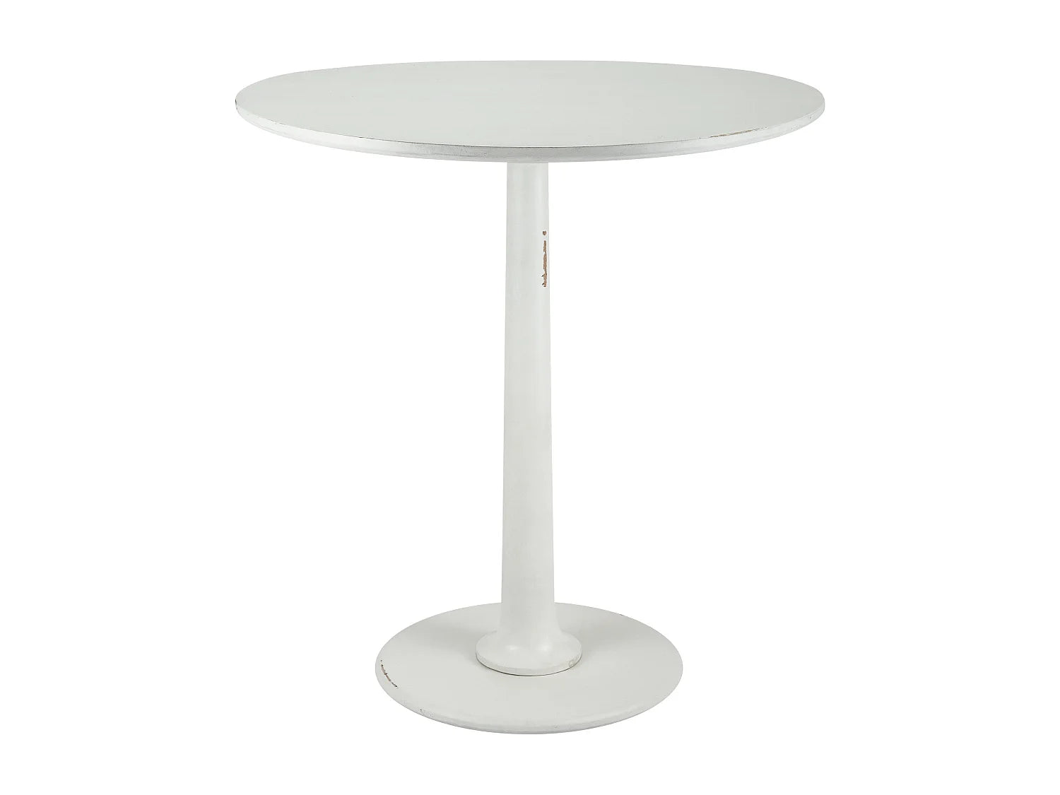Bout de canapé rond en bois blanc antique – CAMPAGNE