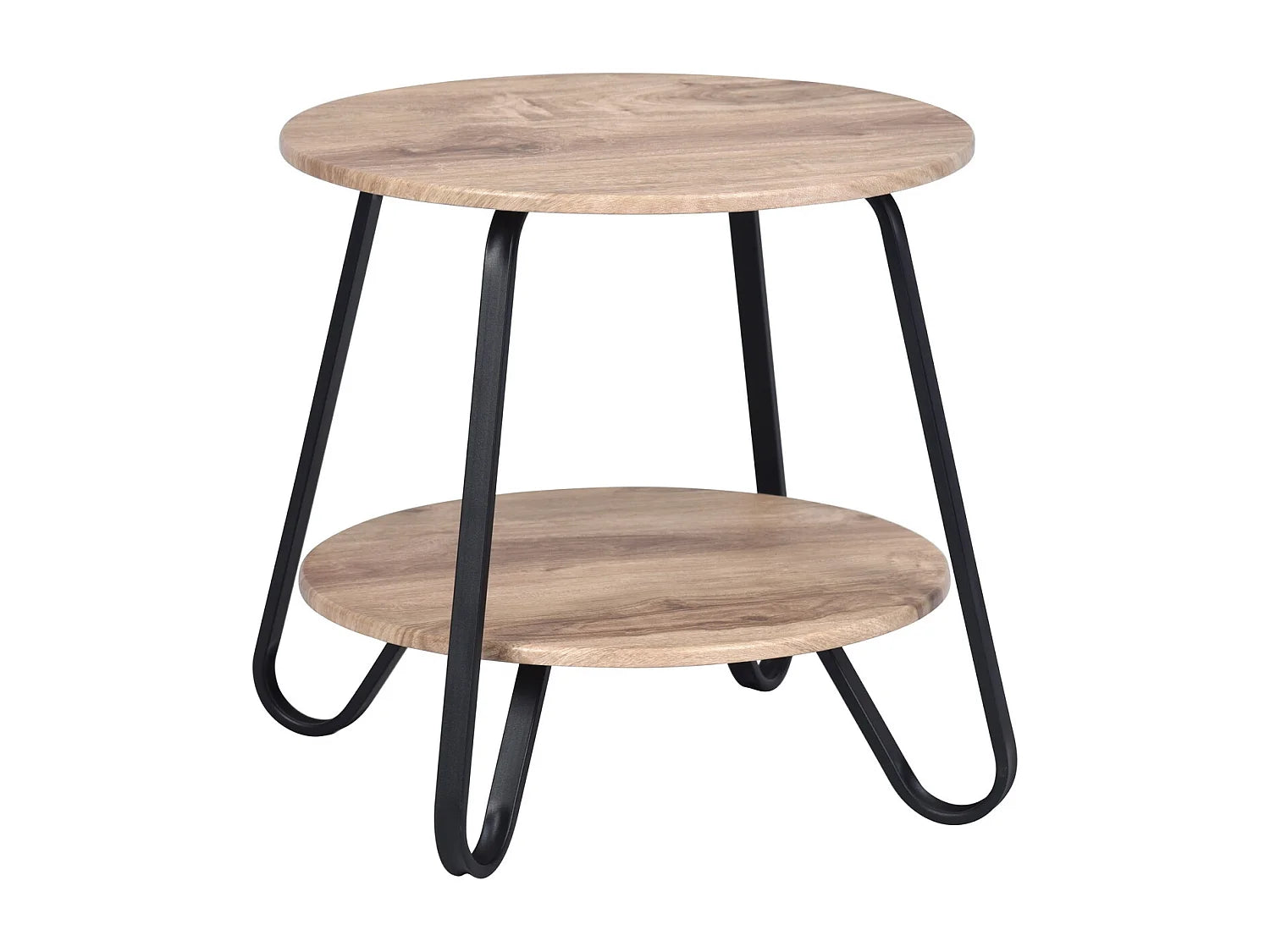 Bout de canapé rond en bois massif beige – LINDËN