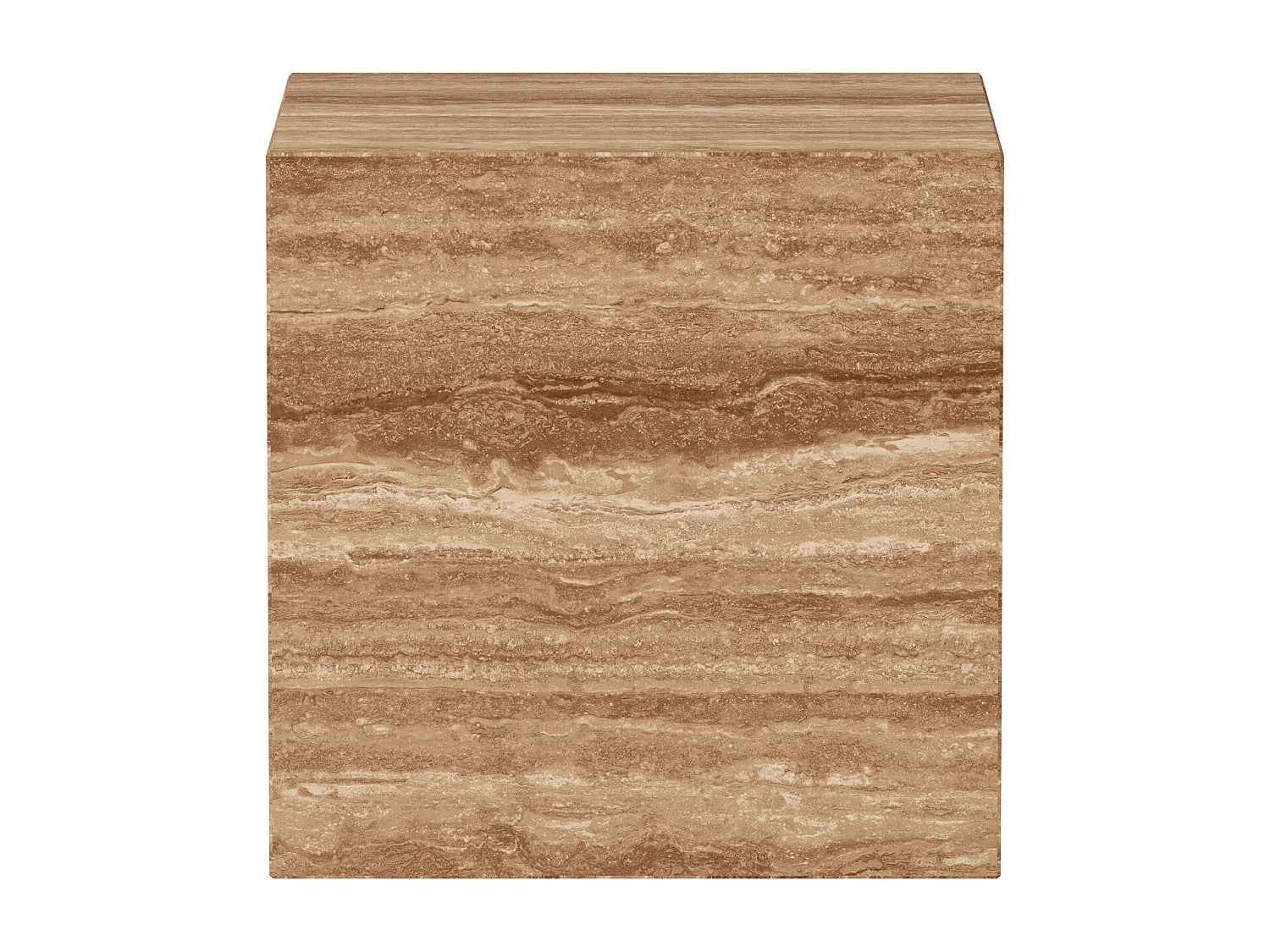 Bout de canapé cubique en travertin noyer – LITHOS