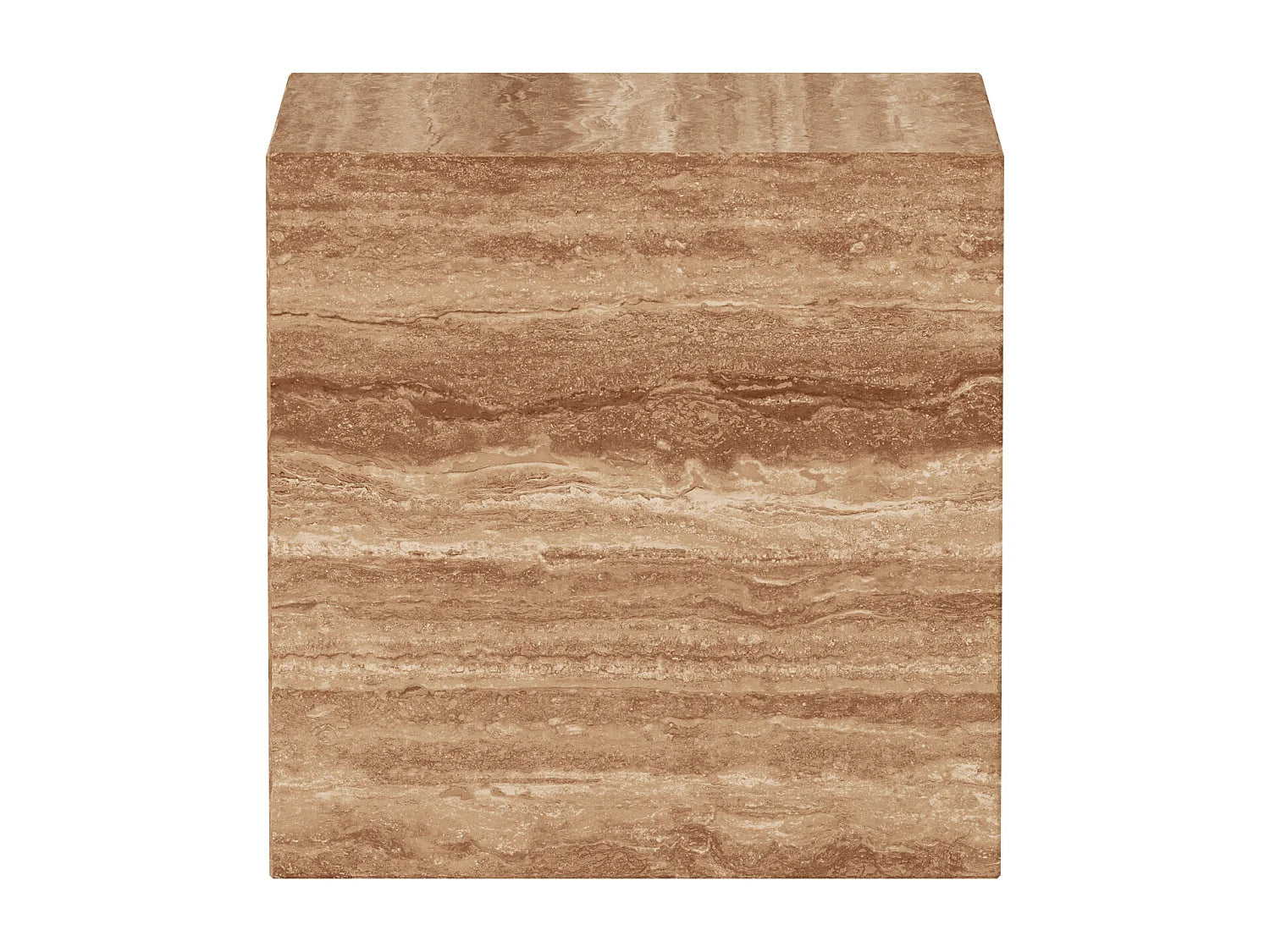 Bout de canapé cubique en travertin noyer – LITHOS