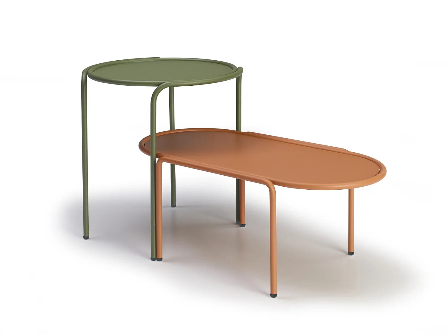 Bout de canapé rond métal vert intérieur extérieur – PRADO