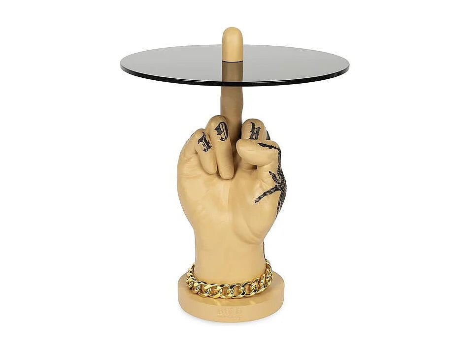 Bout de canapé design plateau verre fumé noir – SPHINX