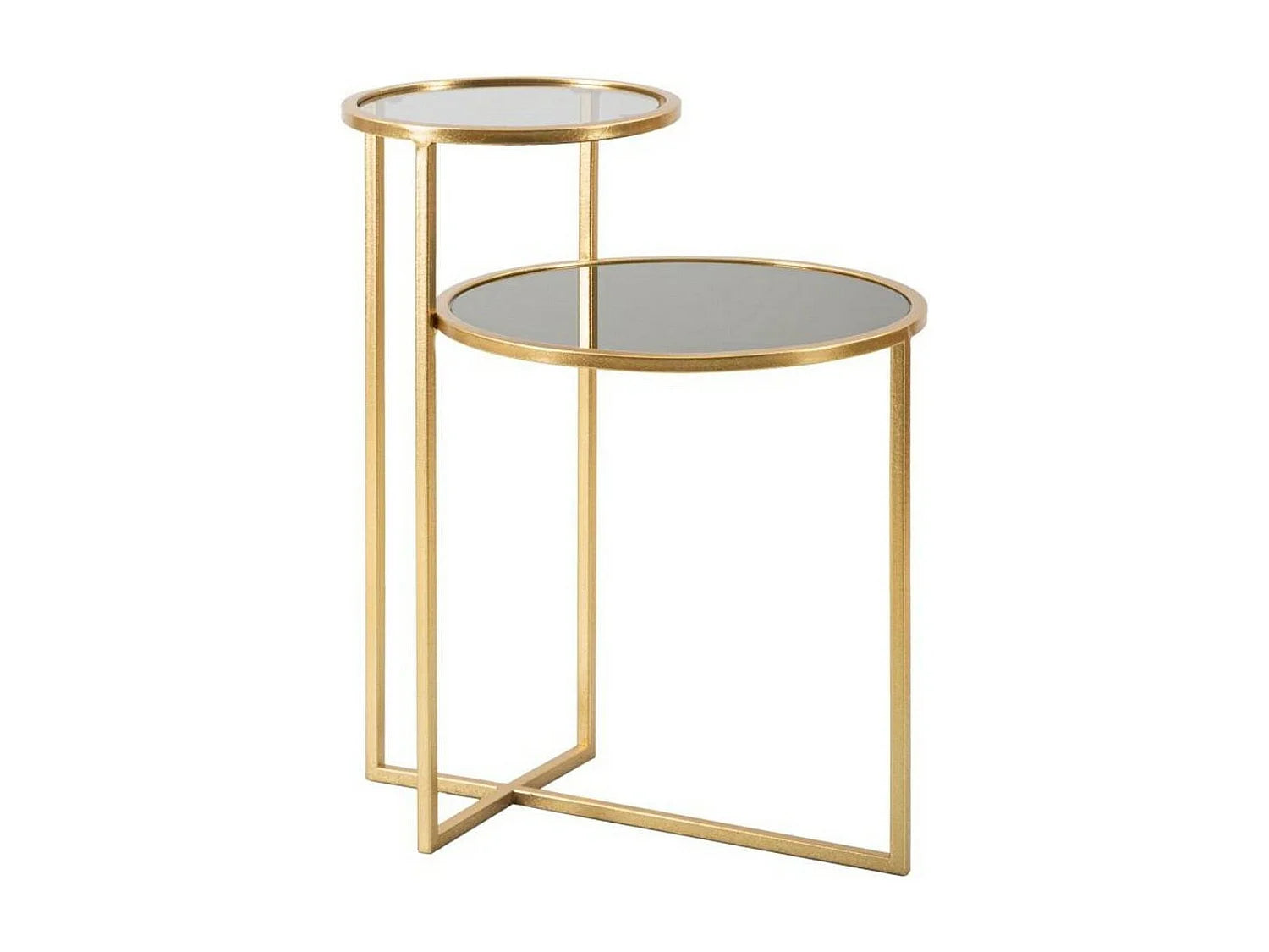 Bout de canapé verre et métal doré porte-revues – SOLENE