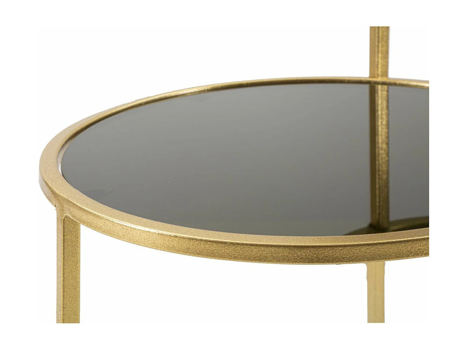 Bout de canapé verre et métal doré porte-revues – SOLENE