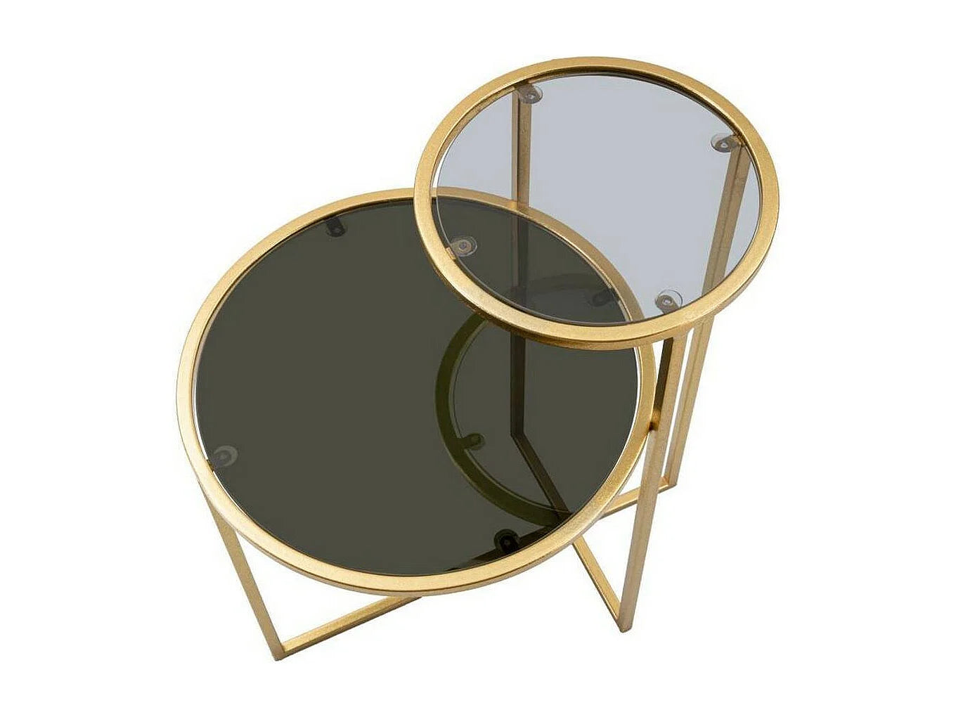 Bout de canapé verre et métal doré porte-revues – SOLENE