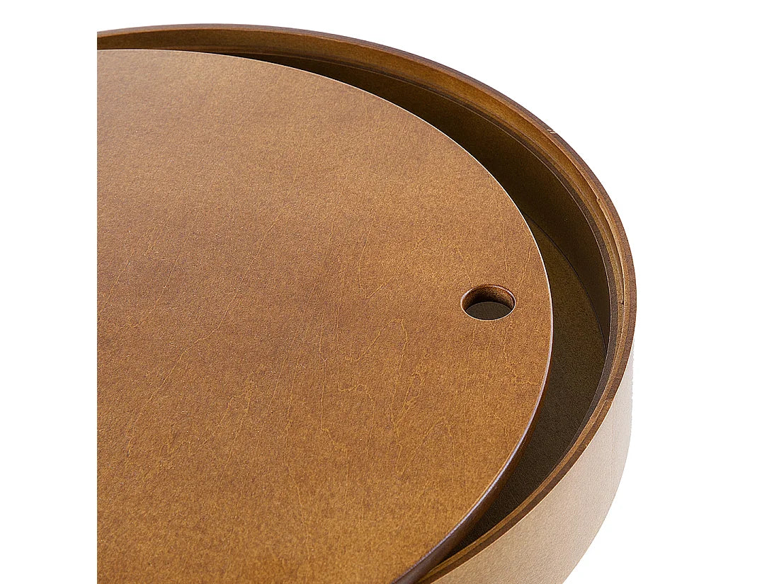 Bout de canapé rond bois clair avec rangement – TERRO