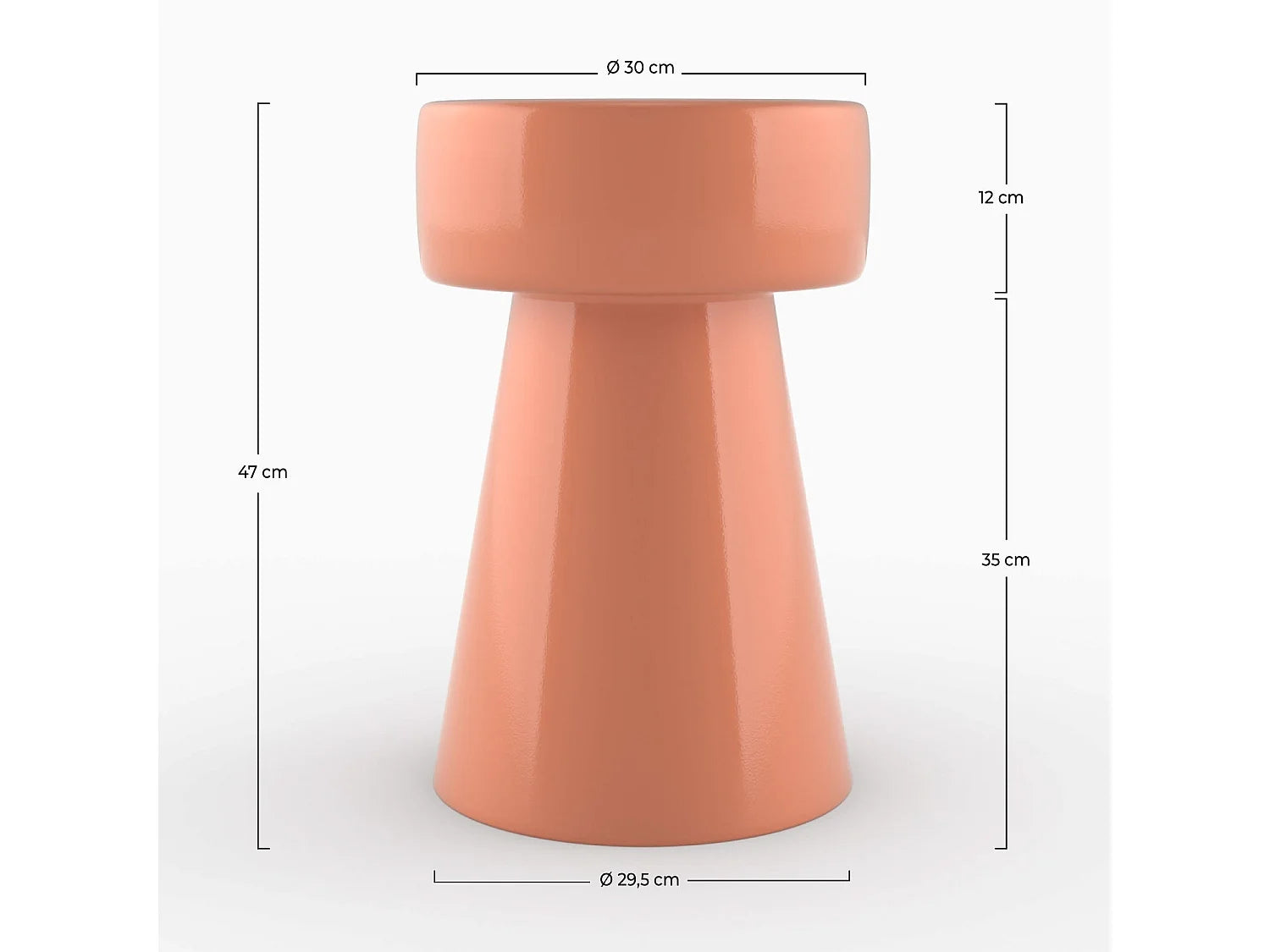 Bout de canapé rond en métal orange, look rétro – SOLEA