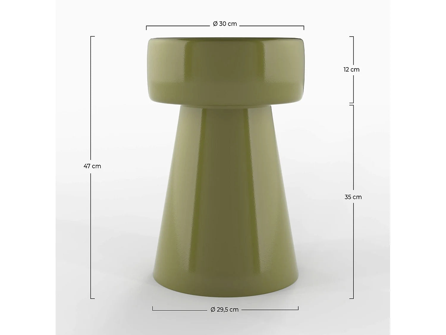 Bout de canapé rond métal vert kaki – OLIVANTE