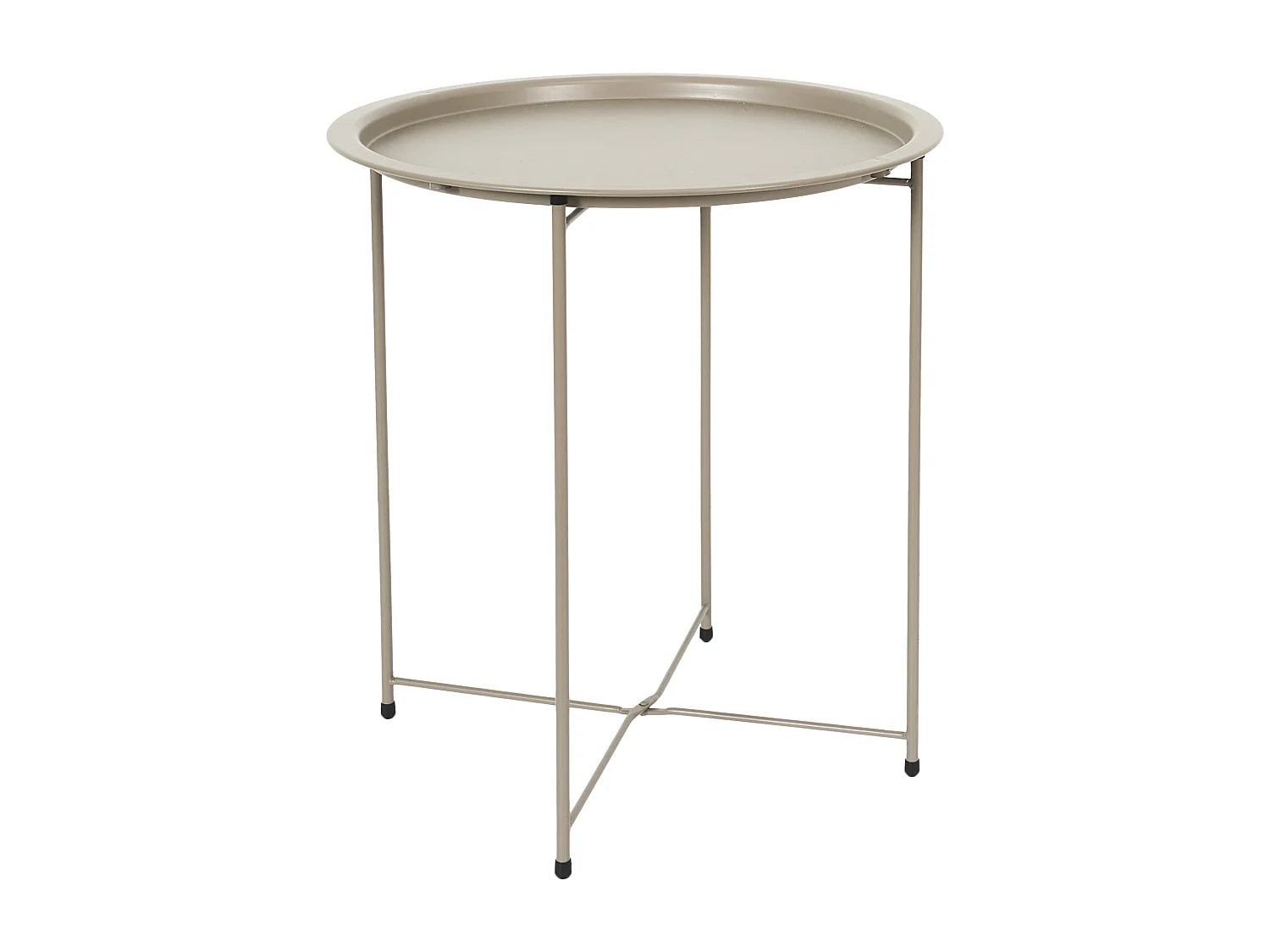 Bout de canapé rond beige en métal – SIENNA
