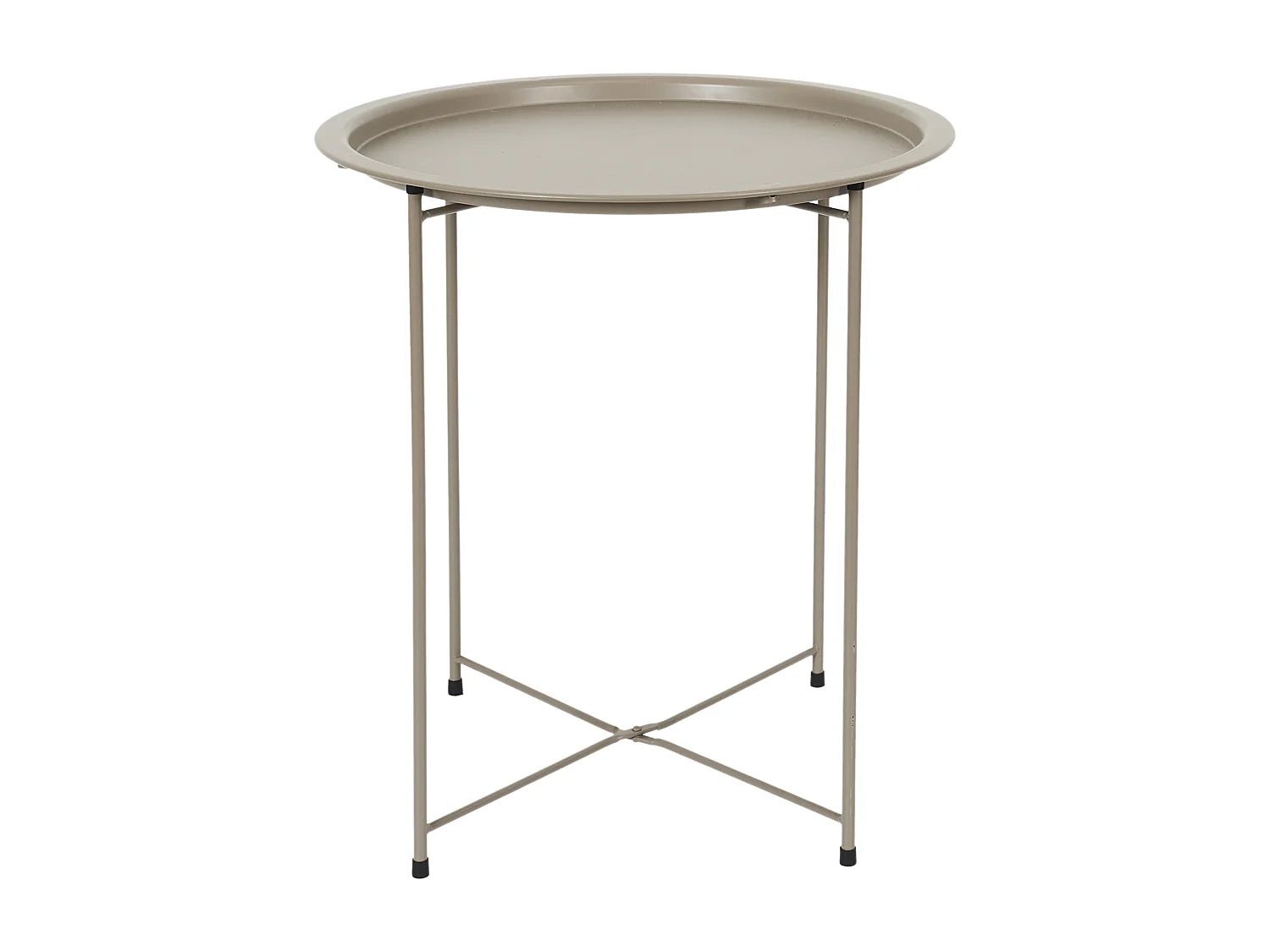 Bout de canapé rond beige en métal – SIENNA