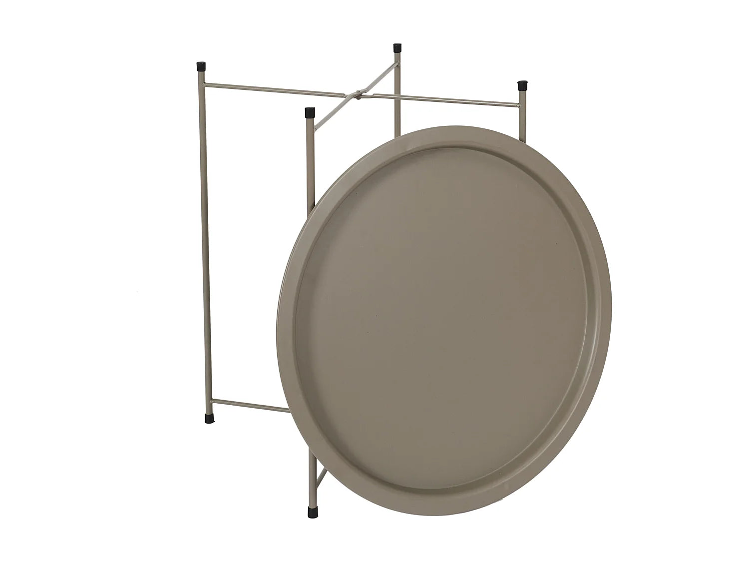 Bout de canapé rond beige en métal – SIENNA