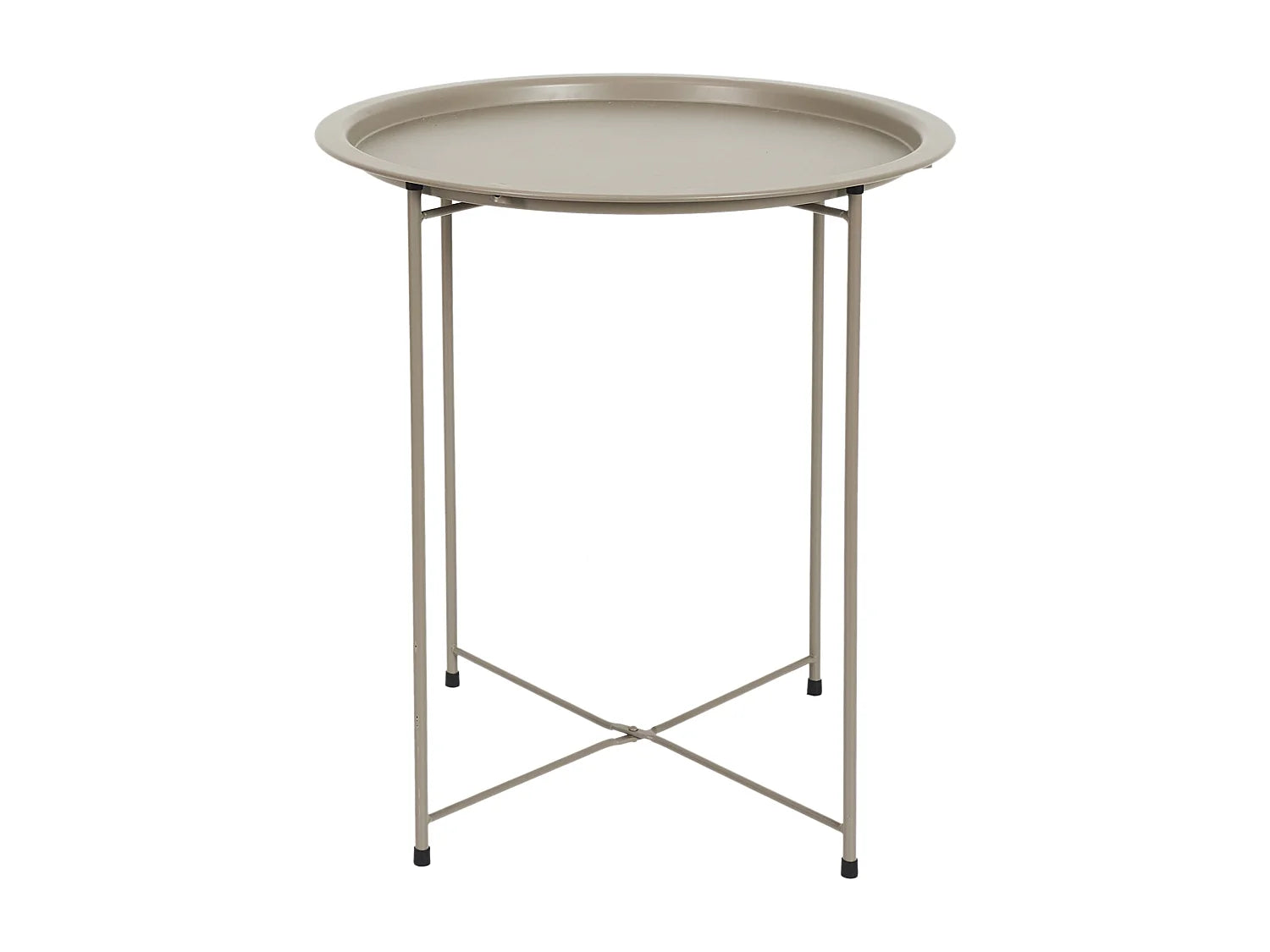 Bout de canapé rond beige en métal – SIENNA