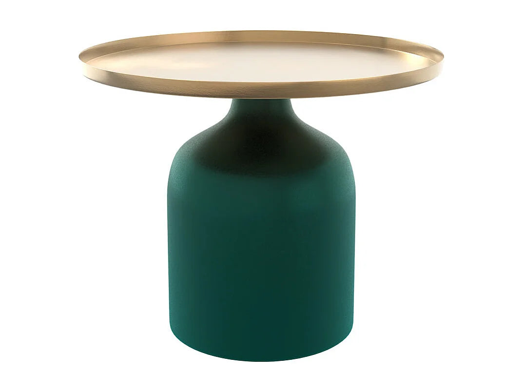 Bout de canapé rond en métal bleu et laiton – AZURA