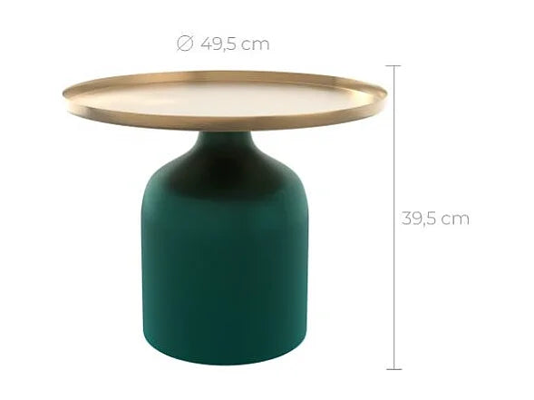 Bout de canapé rond en métal bleu et laiton – AZURA