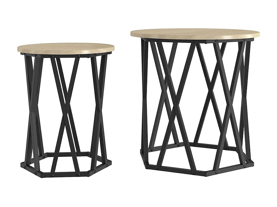 Bout de canapé rond chêne sonoma moderne – MIVRAN