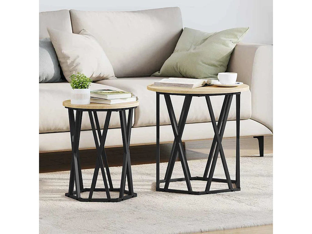 Bout de canapé rond chêne sonoma moderne – MIVRAN