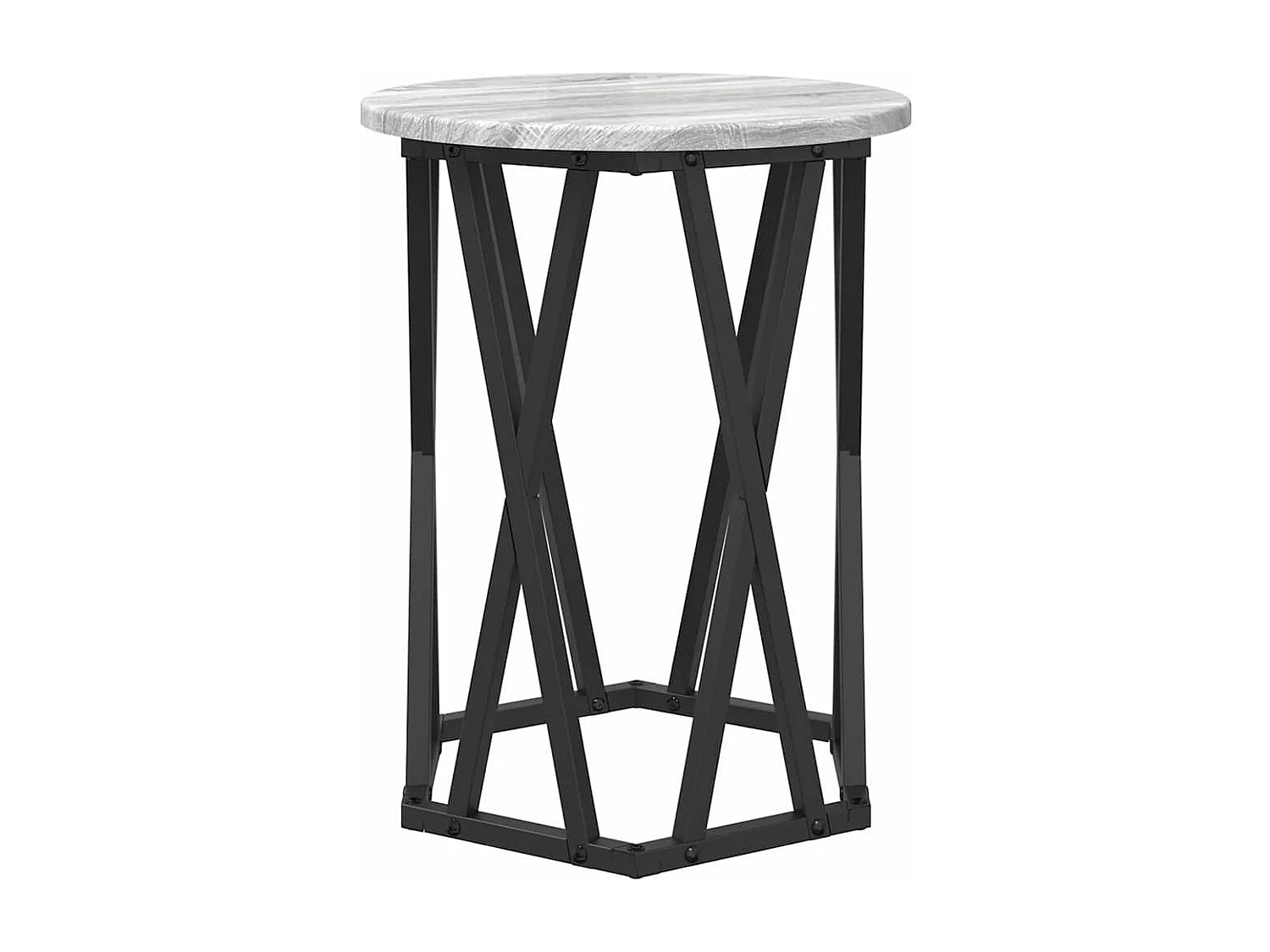 Bout de canapé rond bois gris sonoma moderne – SILVRAN