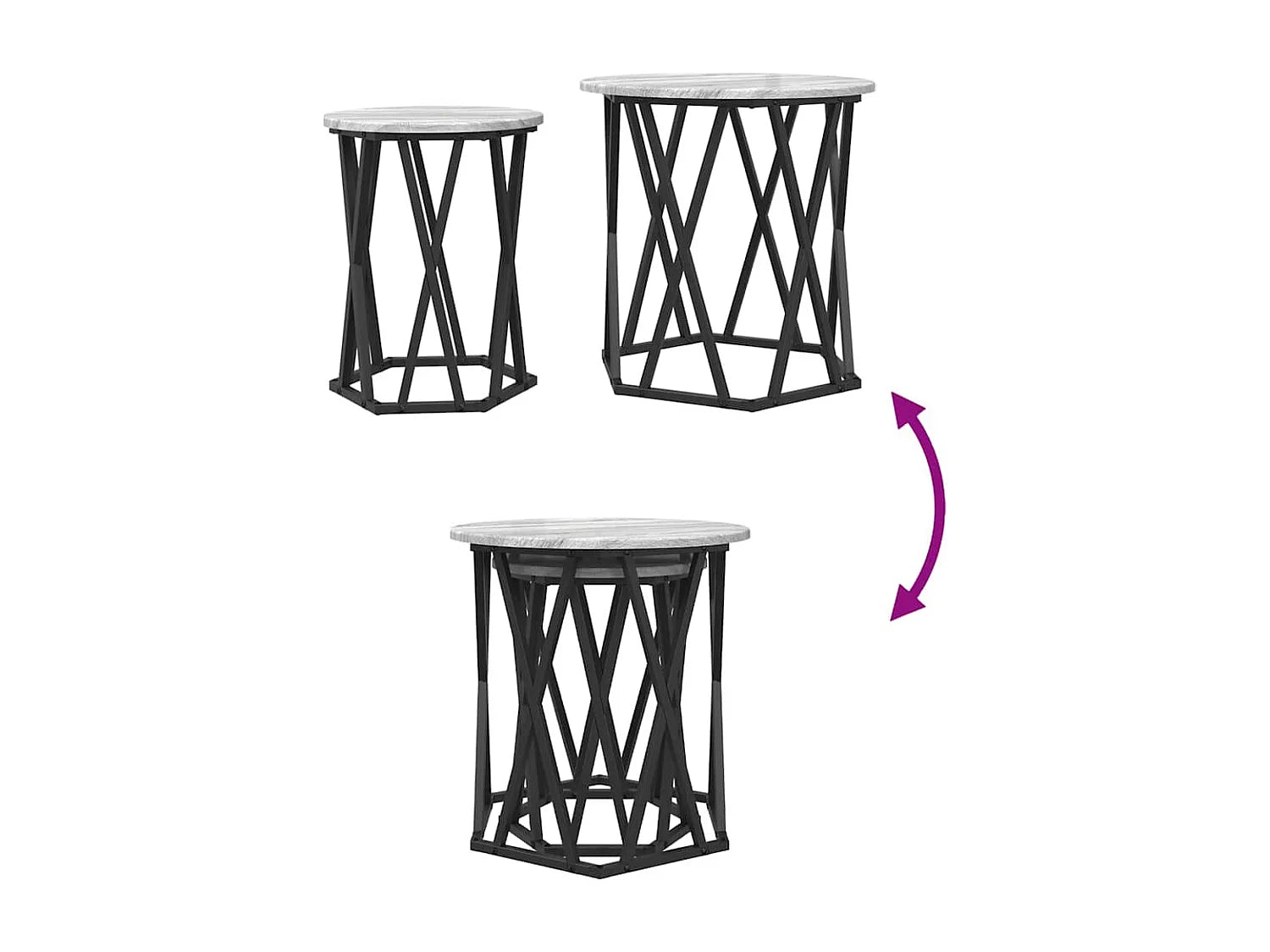 Bout de canapé rond bois gris sonoma moderne – SILVRAN
