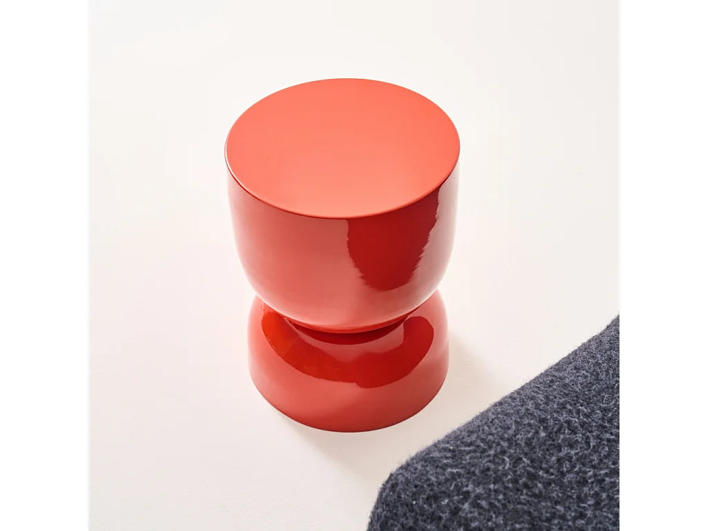 Bout de canapé en métal effet glossy orange – CLEMI