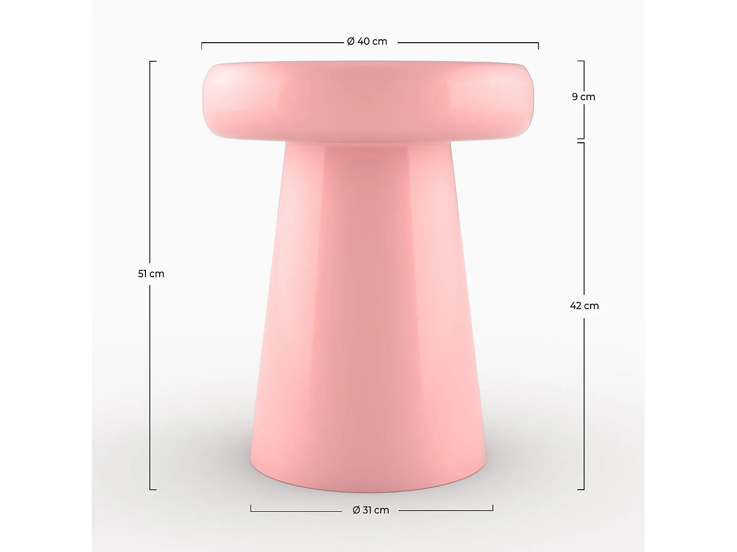 Bout de canapé rond en métal rose – ANOUK
