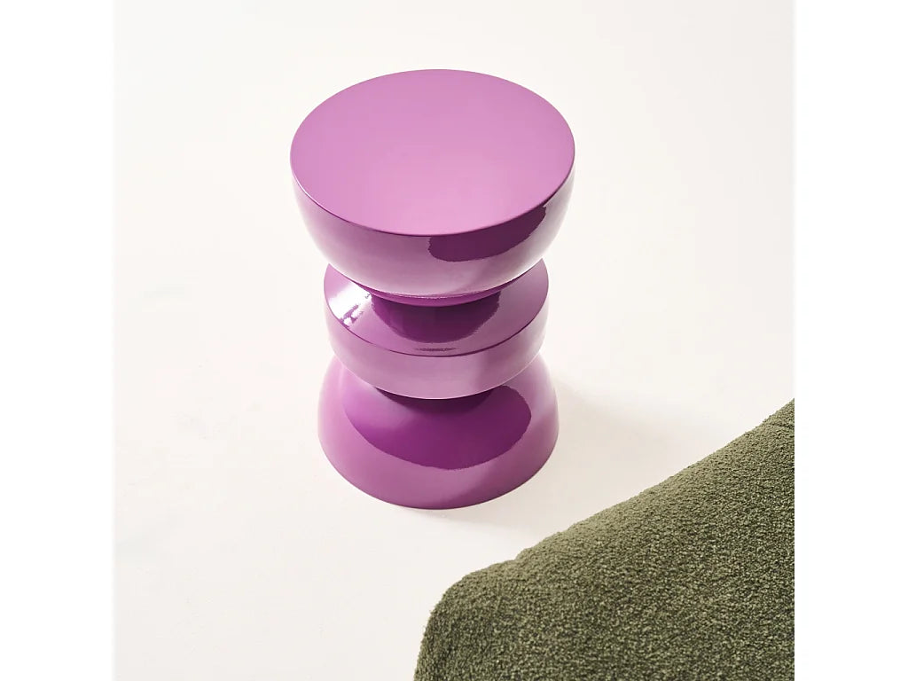 Bout de canapé rond en métal violet effet glossy – ASTRAL