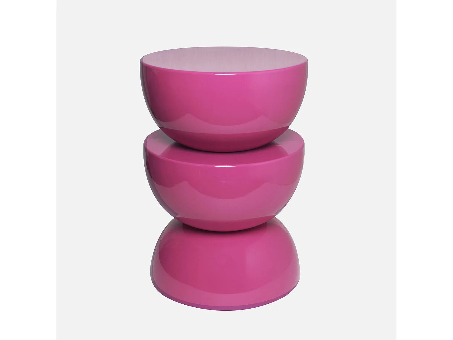 Bout de canapé rond en métal rose glossy – BONBON
