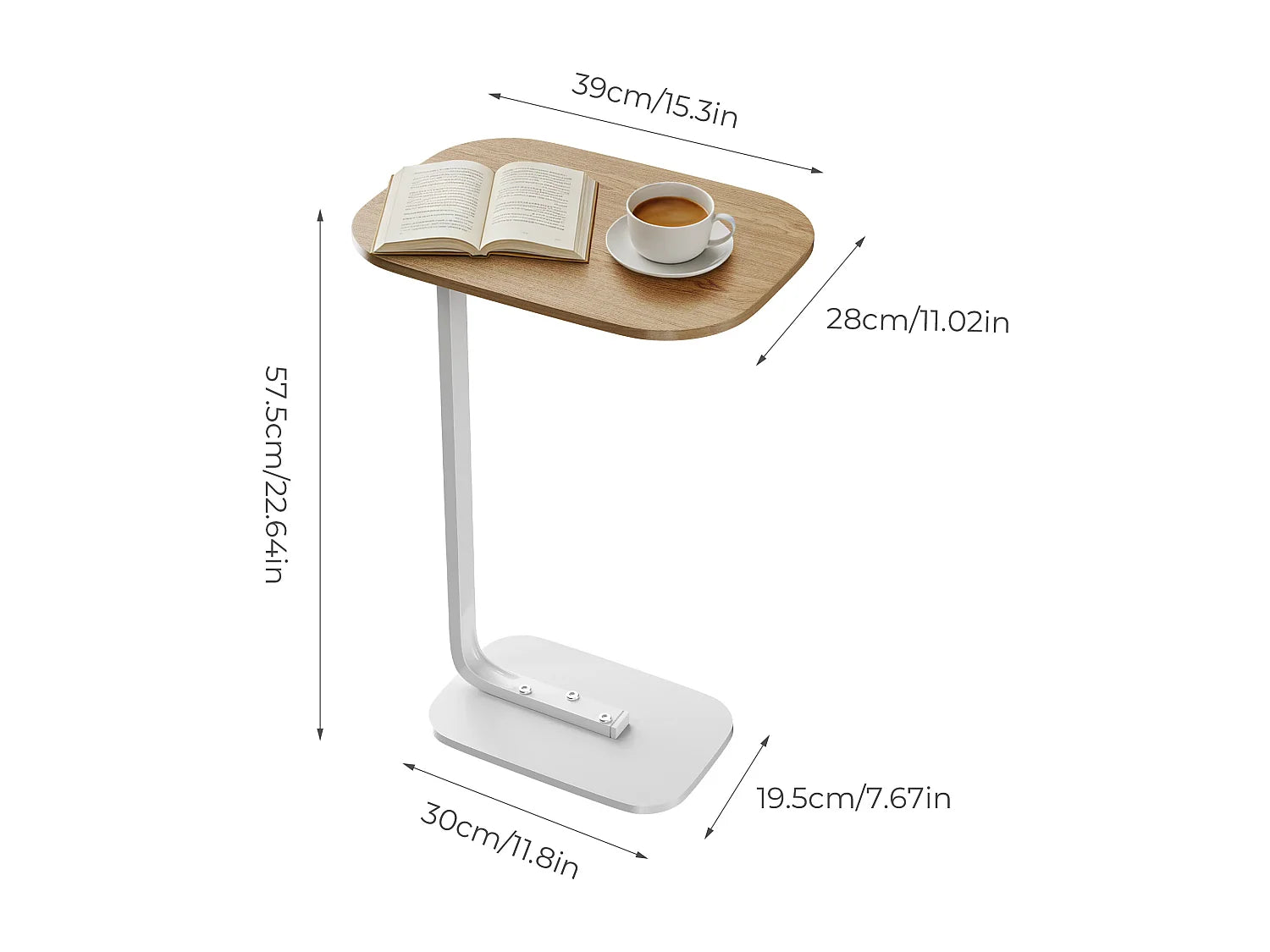 Bout de canapé en C effet bois et blanc – BJORA
