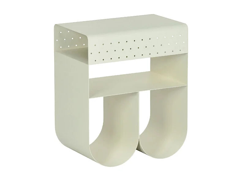Bout de canapé en métal beige avec niche – CURVA