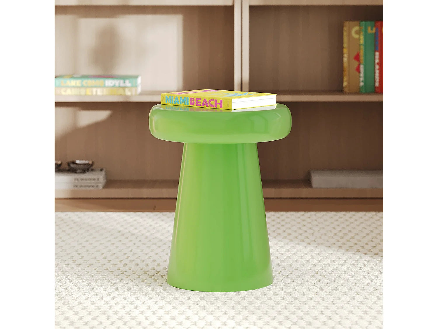 Bout de canapé rond en métal vert pomme – POMME