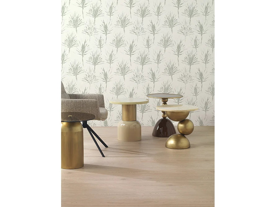 Bout de canapé rond en métal beige brillant – LUNÉE